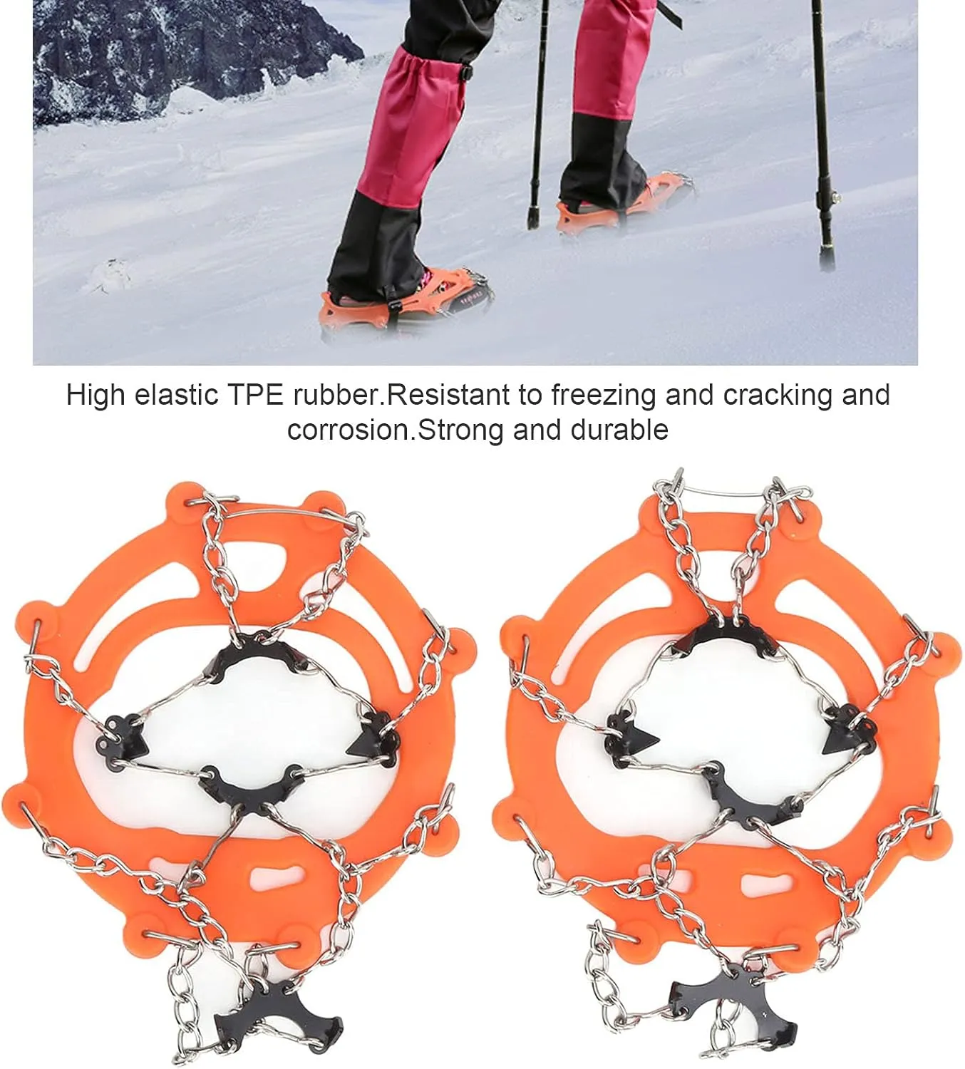 8 Teeth Crampons Foot Cover, Ice Snow Outdoor Walking Weapon Mountaineering Skiing Crampons Ice Claw