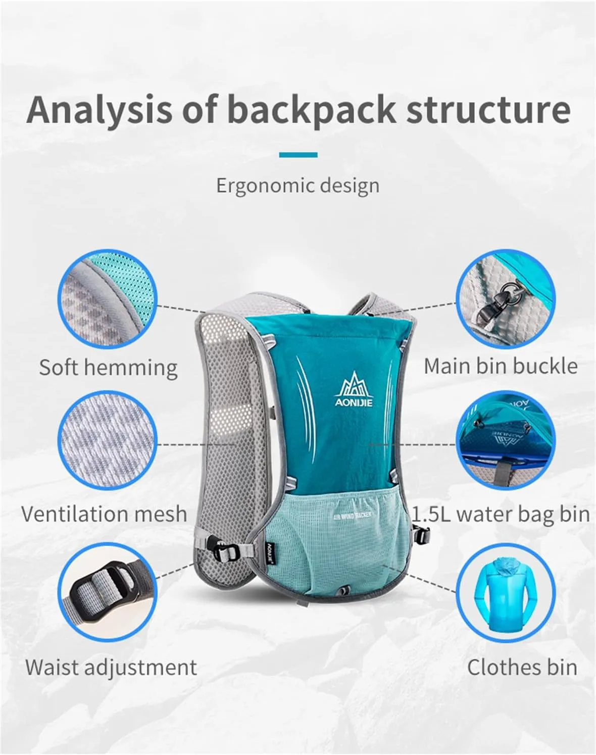 8L /5L Lightweight Hydration Backpack Hydration Vest Outdoors for Trail Marathoner Running Race-AONIJIE