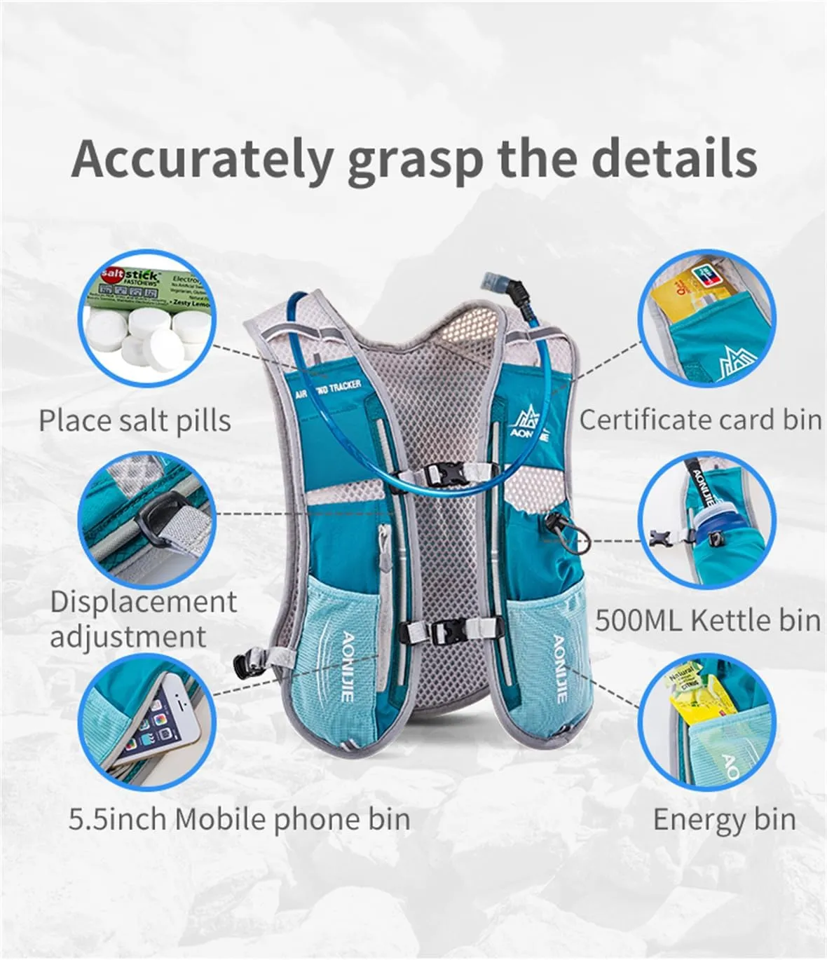 8L /5L Lightweight Hydration Backpack Hydration Vest Outdoors for Trail Marathoner Running Race-AONIJIE