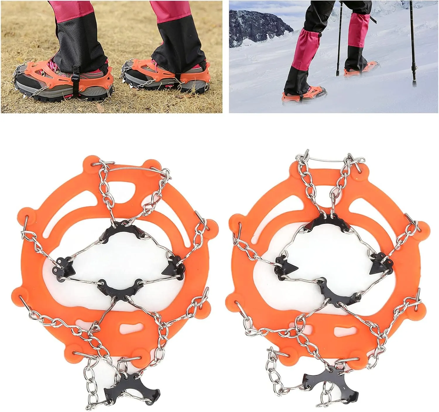 8‑Tooth Crampons Foot Cover Universal Non Slip Gripper Spikes Ice and Snow Outdoor Walking Mountaineering Skiing Crampons