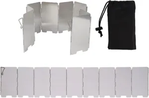 9 Plates Foldable Stove Windscreen, Aluminum Stove Windshield with Drawstring Bag, Gas Stove Wind Deflector for Garden Charcoal Grills BBQ Picnic