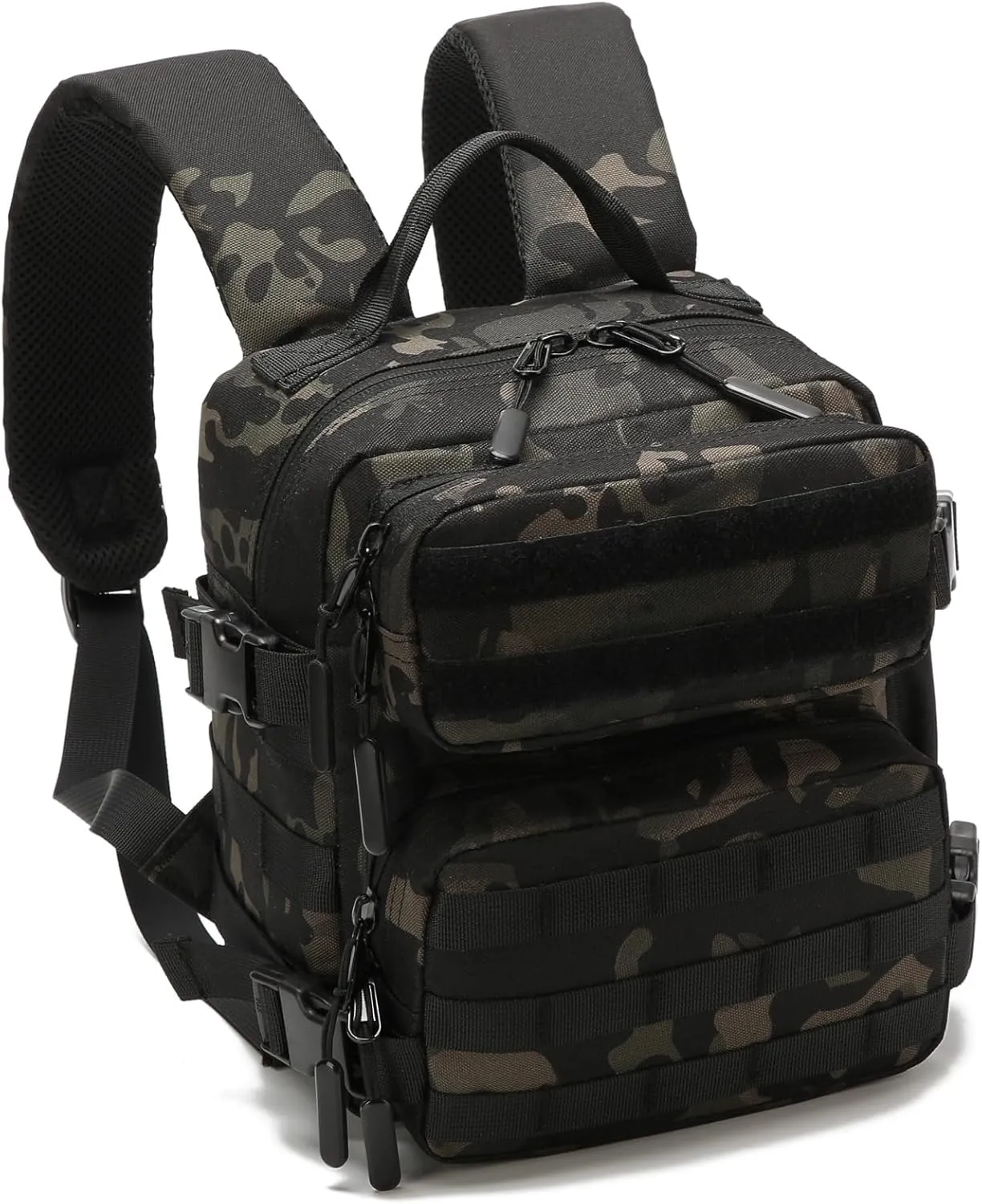 9L Mini Tactical Backpack, Multi-Purpose Rucksack,Small Gym Bag, EDC Molle, for Men and Women (Black camo)