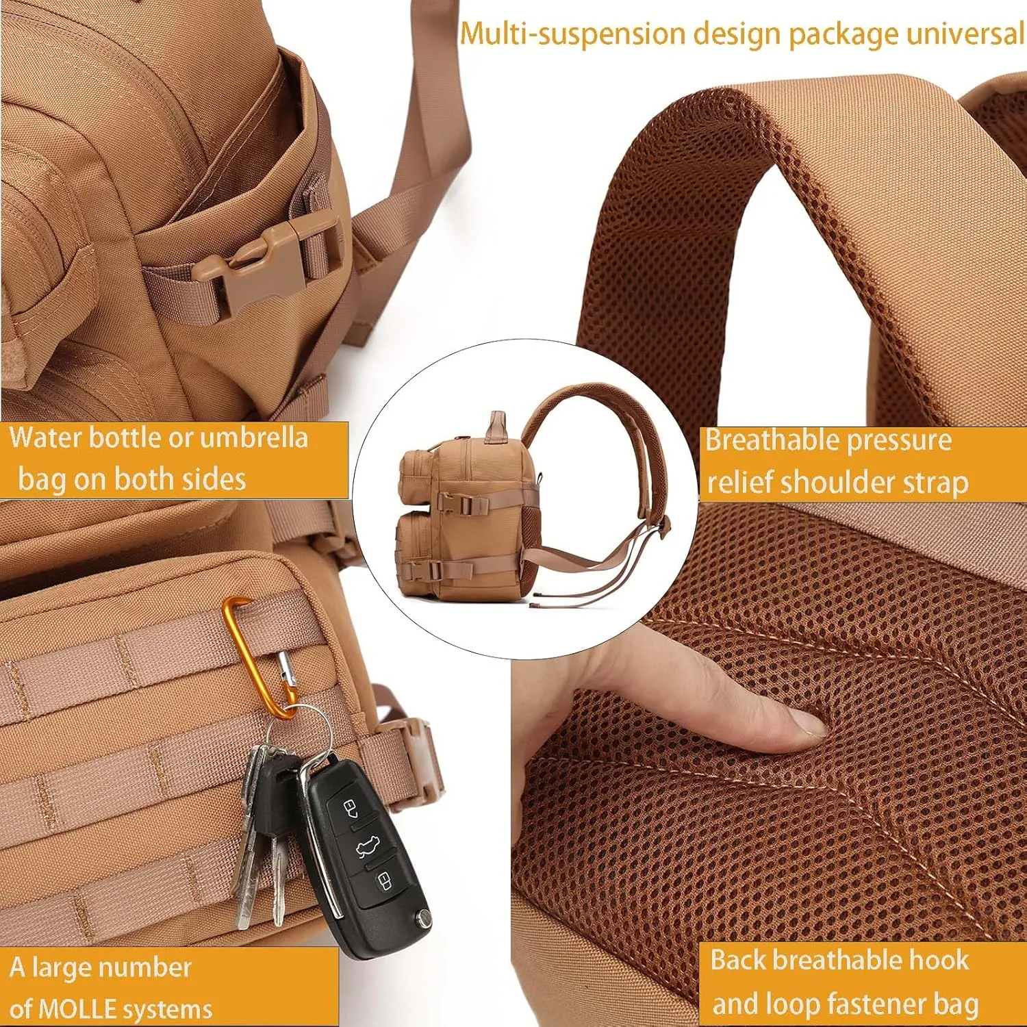 9L Mini Tactical Backpack, Multi-Purpose Rucksack,Small Gym Bag, EDC Molle, for Men and Women (CP)