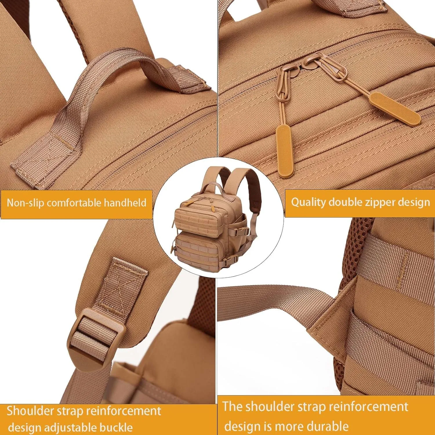 9L Mini Tactical Backpack, Multi-Purpose Rucksack,Small Gym Bag, EDC Molle, for Men and Women (CP)