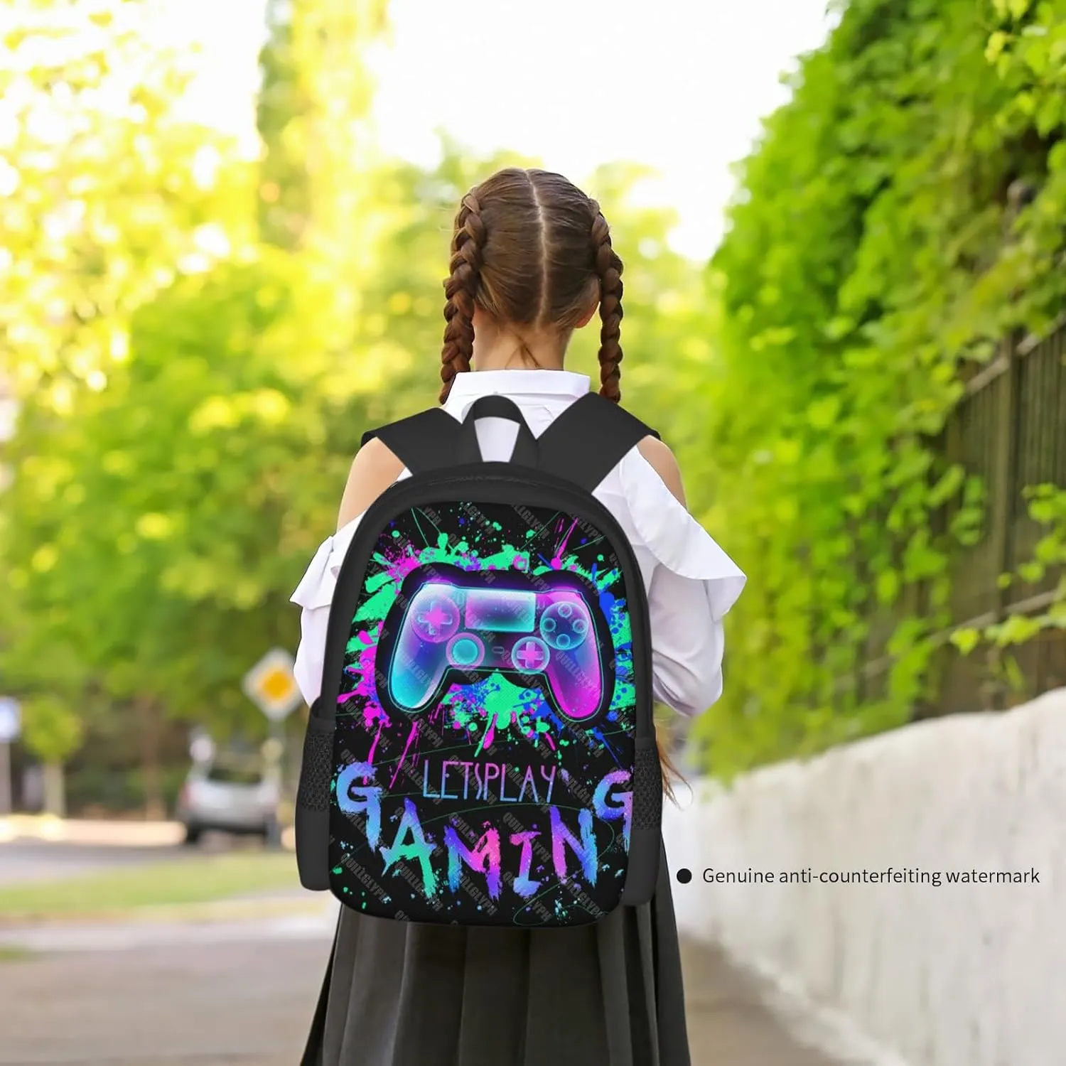 Abstract Gamepad Backpacks School Boys Backpack Ages 8-10 Video Games Gaming Backpack Water Resistant Bags Bookbag Travel Hiking Camping Daypack For Adults Teens Boys Girls