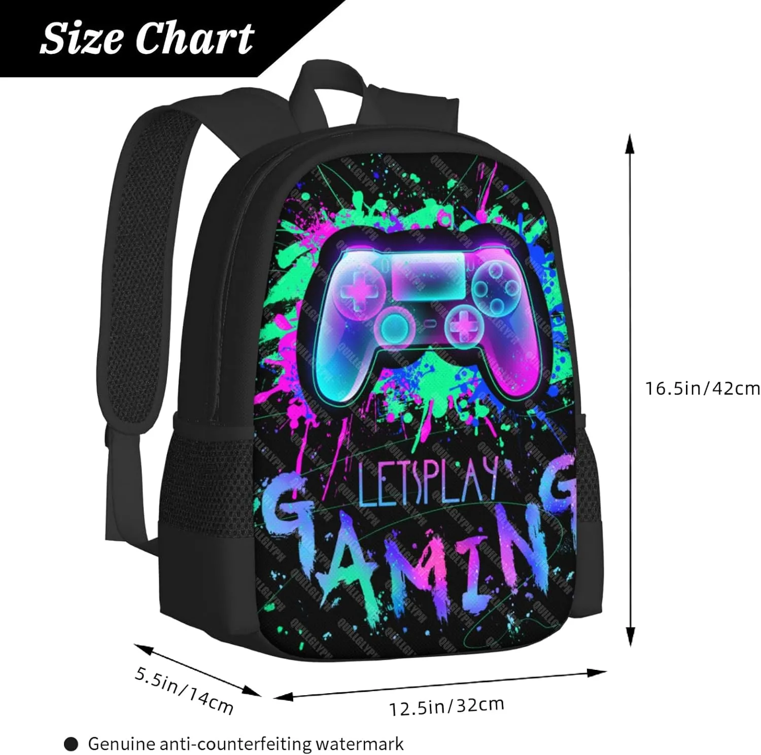 Abstract Gamepad Backpacks School Boys Backpack Ages 8-10 Video Games Gaming Backpack Water Resistant Bags Bookbag Travel Hiking Camping Daypack For Adults Teens Boys Girls