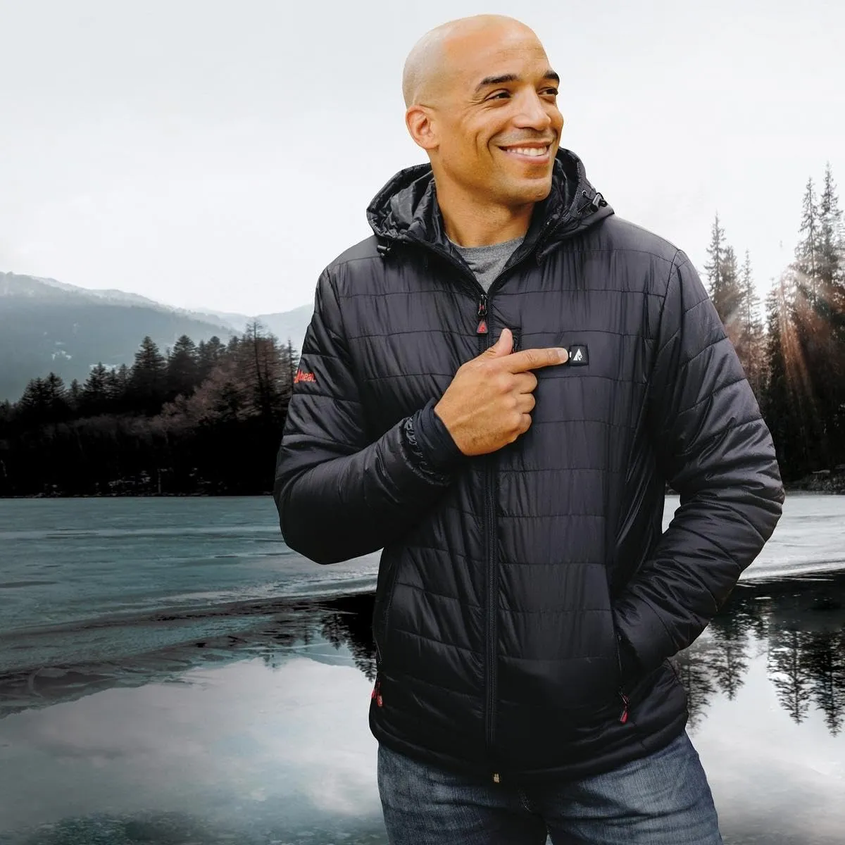 ActionHeat Men's 5V Insulated Heated Jacket with Detachable Hood, Battery Pack