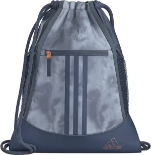 adidas Alliance Sackpack (12L) Lightweight Athletic Small Drawstring Team Sports Workout Bag Discontinued, Stone Wash Preloved Ink Blue/Preloved Ink Blue/Rose Gold, One Size