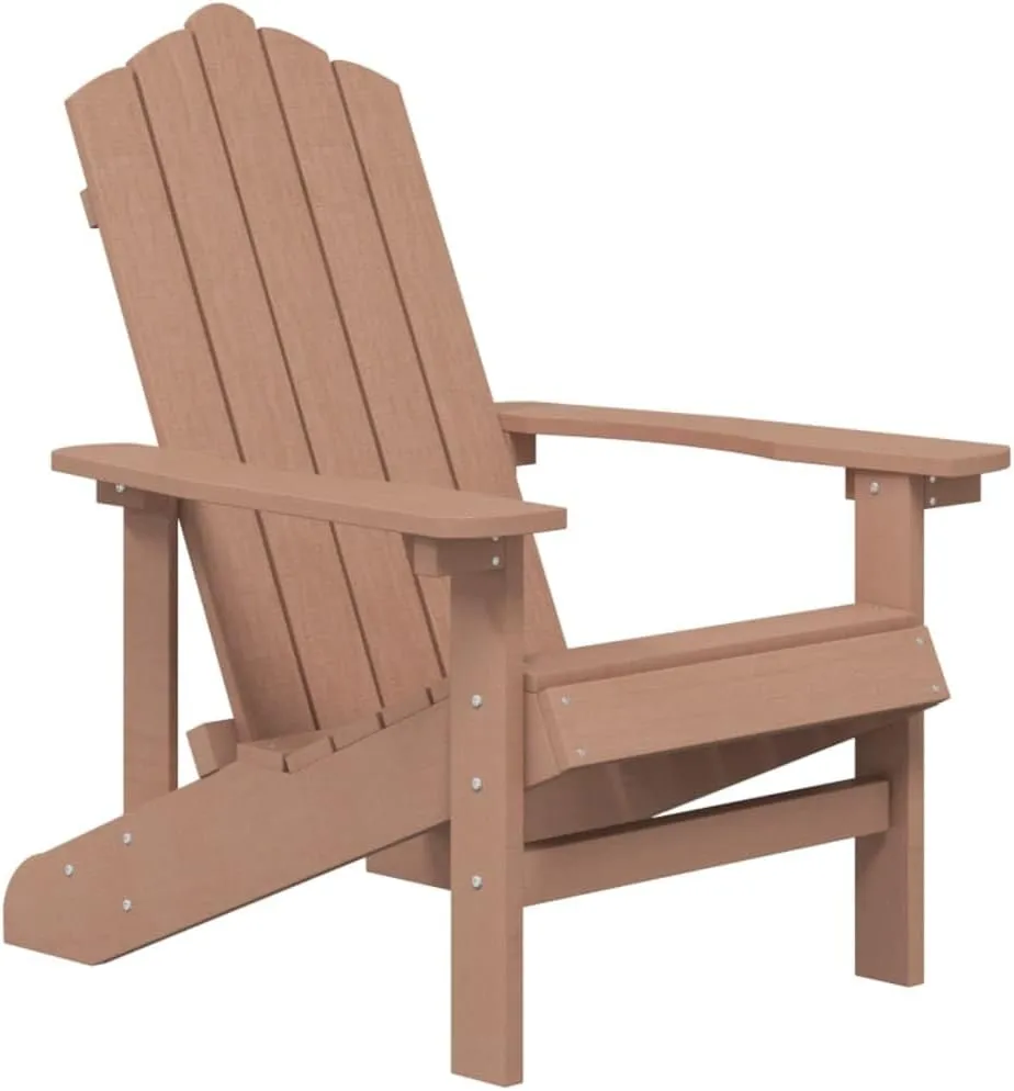 Adirondack Chair HDPE Brown Outdoor Patio Furniture Lounge Chair for Garden, Poolside, Beach, and Backyard - Weather-Resistant & Low Maintenance Design with Wide Armrests