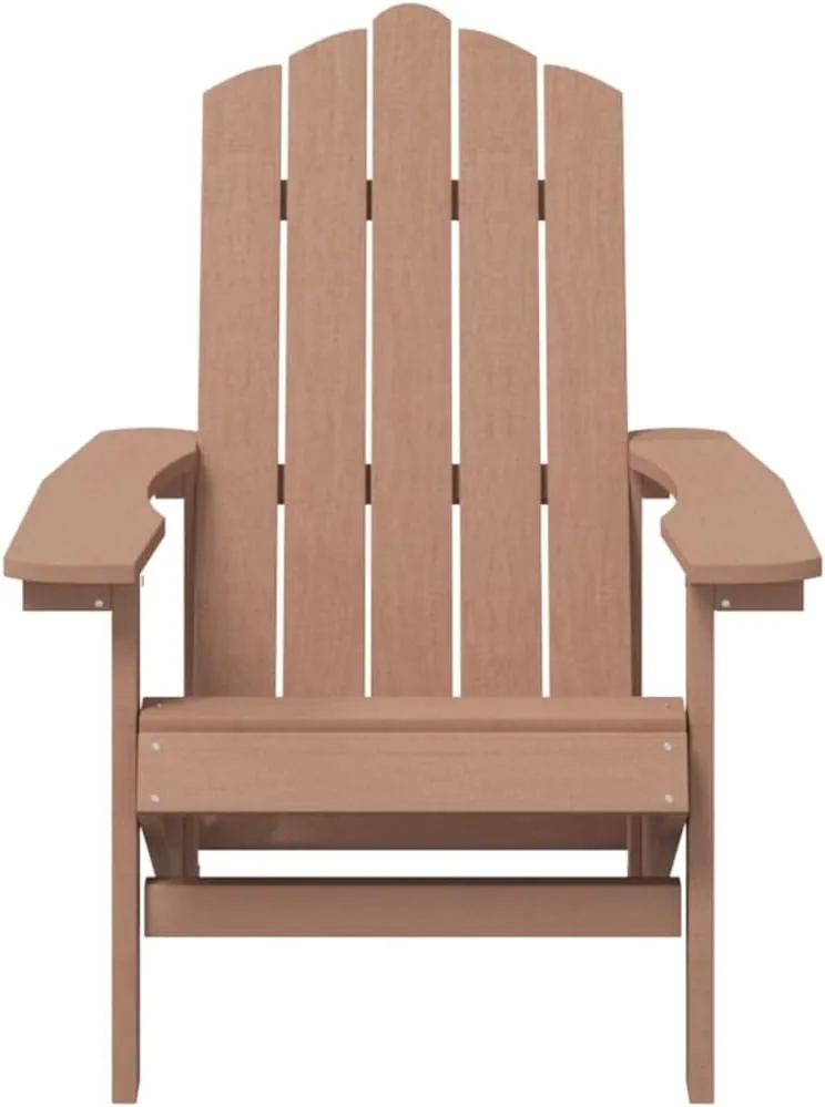 Adirondack Chair HDPE Brown Outdoor Patio Furniture Lounge Chair for Garden, Poolside, Beach, and Backyard - Weather-Resistant & Low Maintenance Design with Wide Armrests