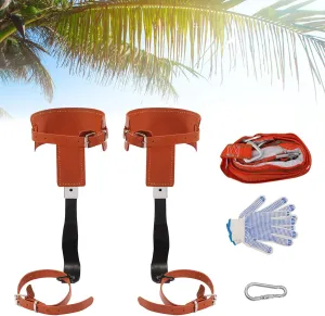 Adjustable Tree Climbing Spikes Set, Carbon Steel Climbing Trees Gears with Harness Belt Cowhide Leggings Straps, 440lbs Forging Tree Climbing Tool for Climbing Trees Outdoor
