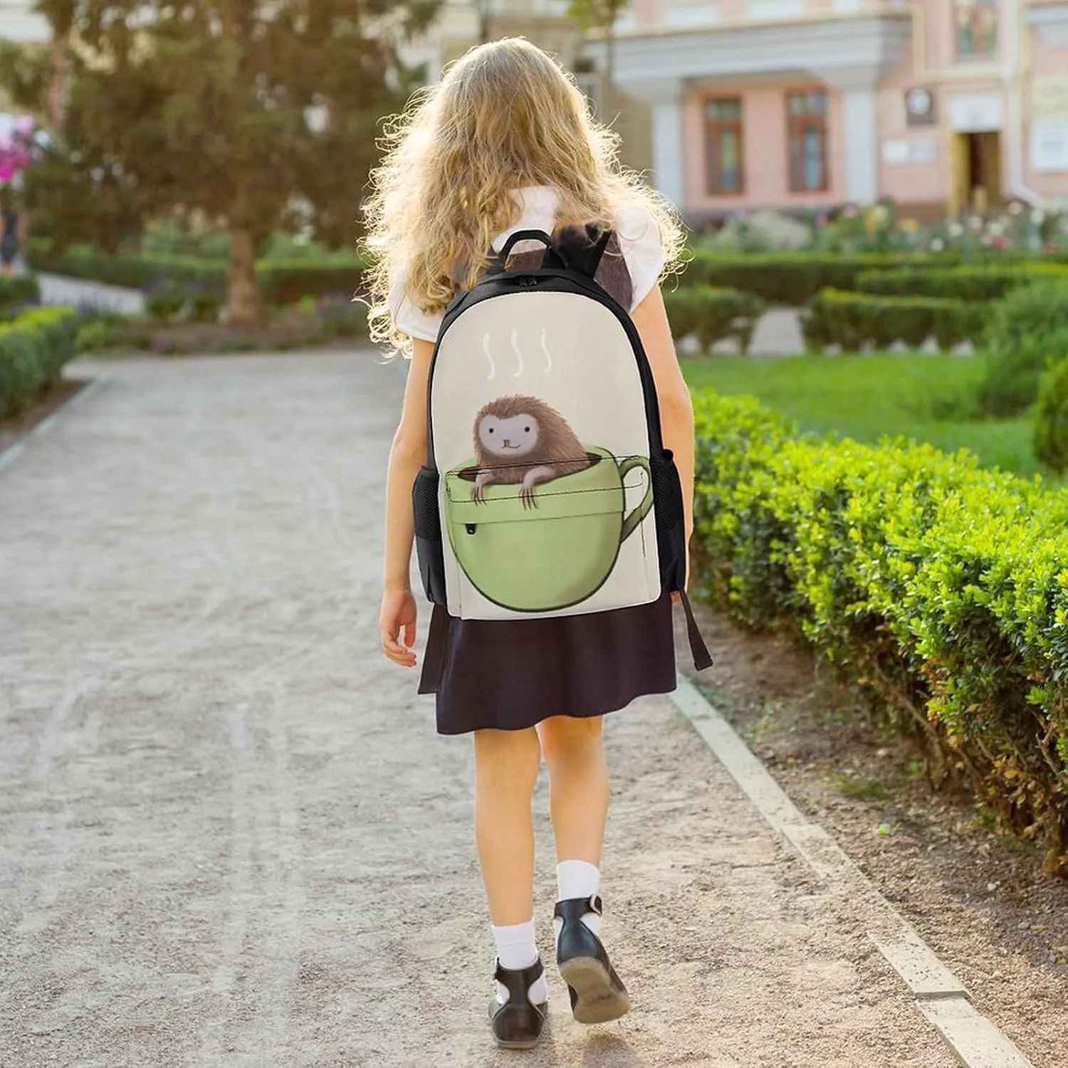 Adorable Sloth And Coffee Art Rucksack Polyester Anti-Theft Multipurpose Carry On Bag Large Capacity Travel and Sport Backpack Rucksack With Smooth Zippers