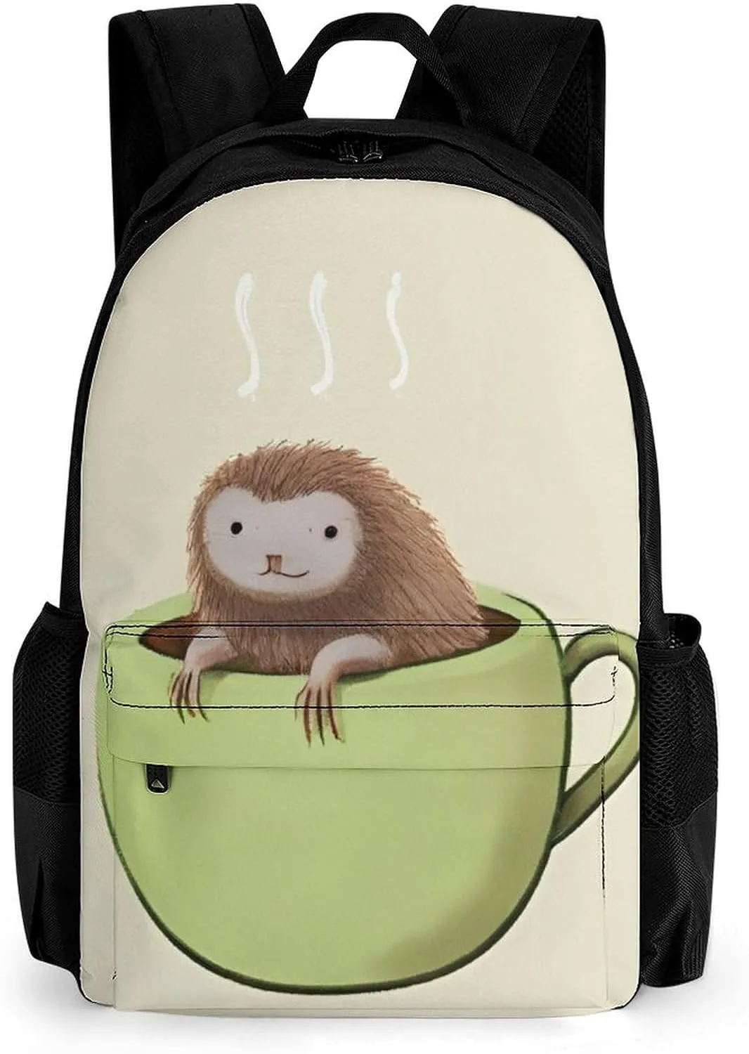 Adorable Sloth And Coffee Art Rucksack Polyester Anti-Theft Multipurpose Carry On Bag Large Capacity Travel and Sport Backpack Rucksack With Smooth Zippers