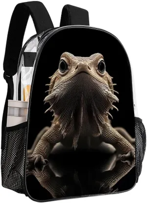 Adults Lightweight Cute Funny Bearded Dragon Lizards Animal Rucksacks Large Capacity Bookbag Transparent Bag for Trekking Outdoors Bicycle