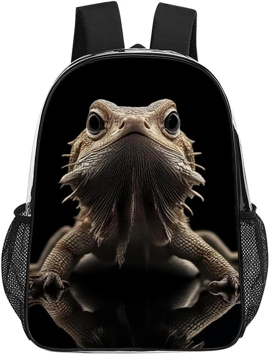 Adults Lightweight Cute Funny Bearded Dragon Lizards Animal Rucksacks Large Capacity Bookbag Transparent Bag for Trekking Outdoors Bicycle
