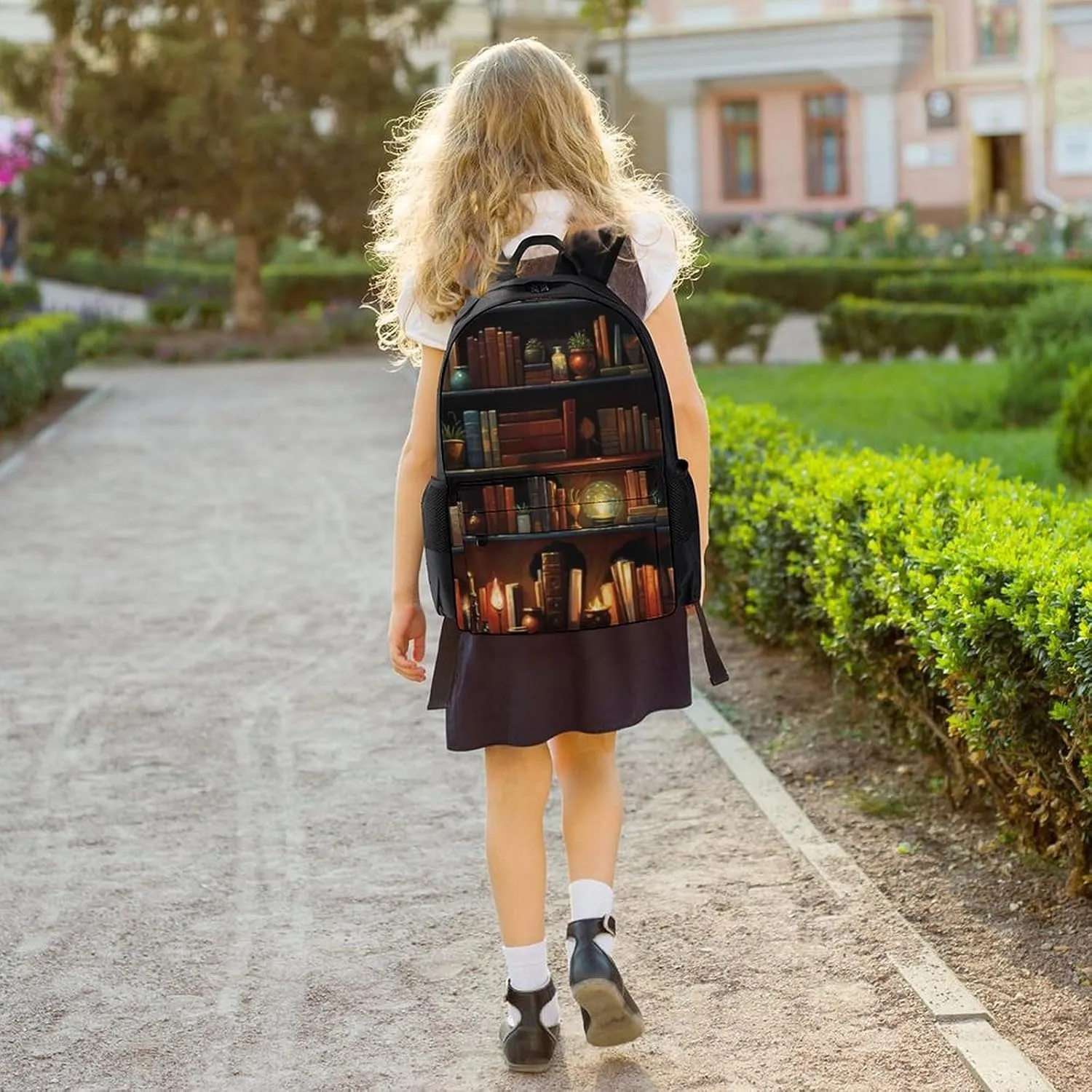 Adults Lightweight Magic Bookshelf Vintage Style Book Art Rucksacks Large Capacity Bookbag With Adjustable Shoulder Straps for Trekking Outdoors Bicycle