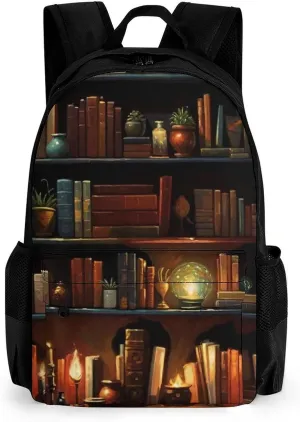 Adults Lightweight Magic Bookshelf Vintage Style Book Art Rucksacks Large Capacity Bookbag With Adjustable Shoulder Straps for Trekking Outdoors Bicycle
