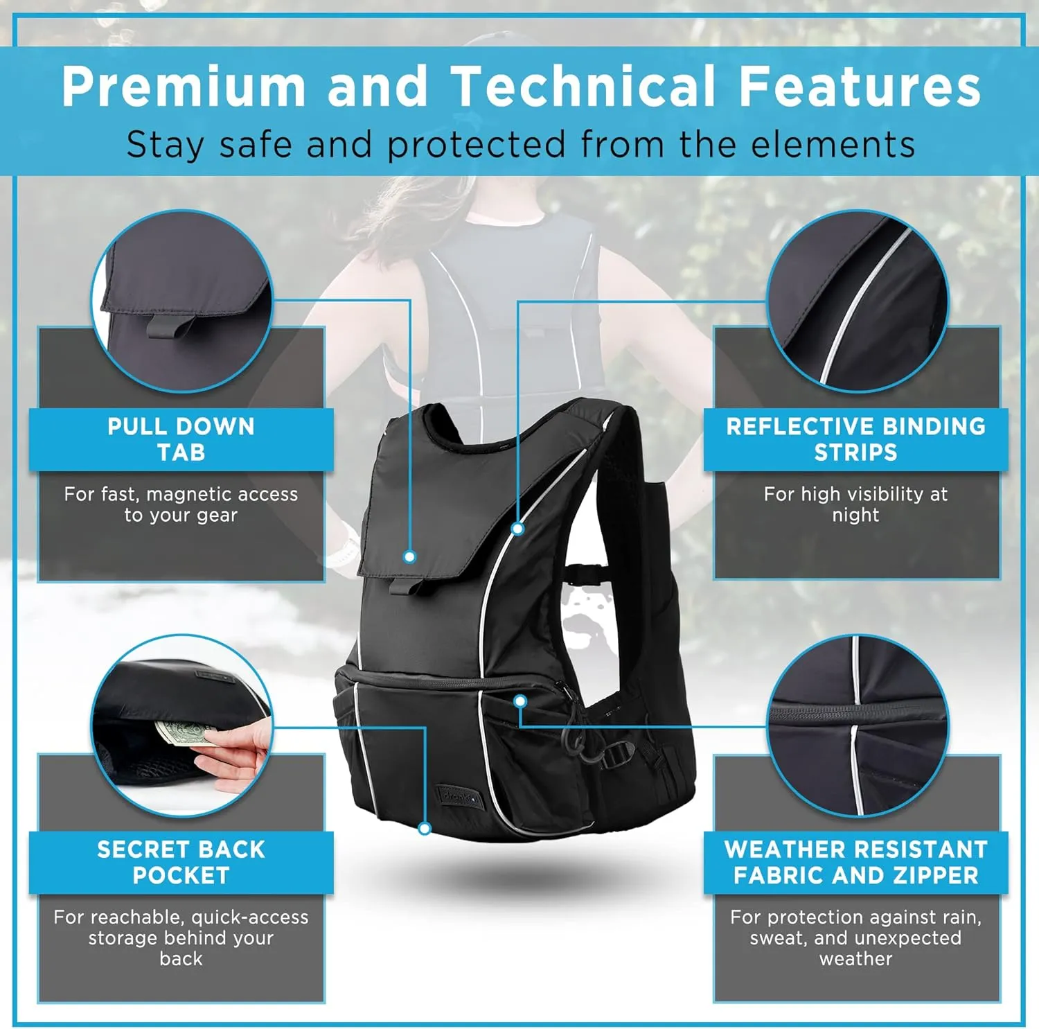 Adventure Pack | Part Running Vest, Part Hiking Backpack | Hybrid Hydration Pack for Mountain and Trail Running, Biking, Hiking | Ultra-Versatile Hydropack Running Backpack | Bladder Included