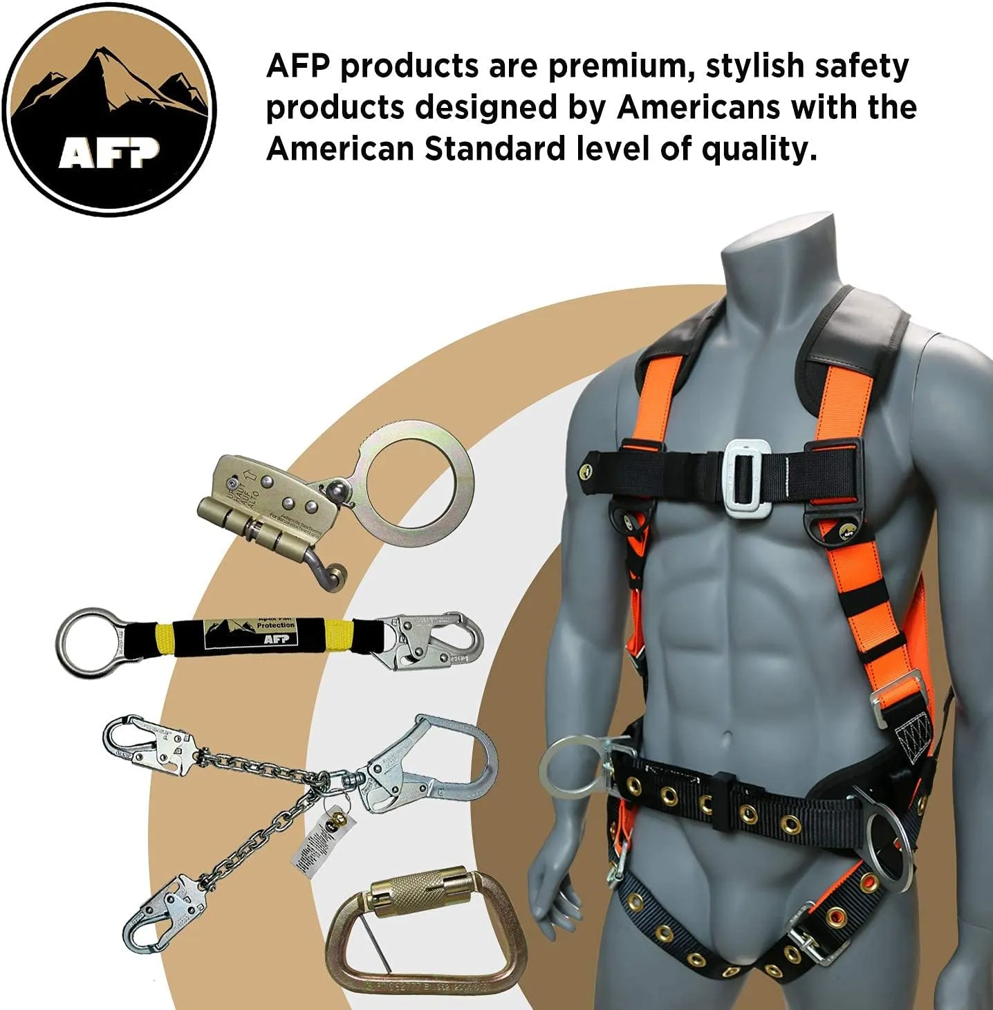 AFP Universal Full-Body Fall Protection Safety Harness w/ 3 D-Rings and Tongue Buckle Legs