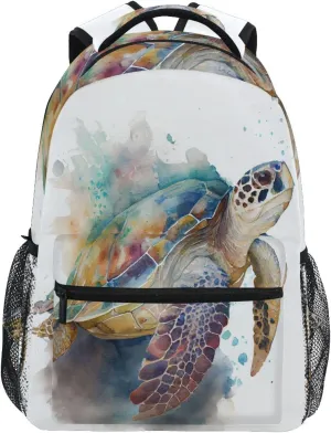ALAZA Watercolor Sea Turtle Blue Ocean Backpacks for Girls Boys School Backpack Kids Bookbag 3rd 4th 5th Grade Elementary Travel Laptop Shoulder Bag Students Daypacks