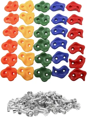 Amarine Made 30-Pack Climbing Holds-Rock Climbing Holds for Kids with Installation Hardware-Climbing Grips for DIY Rock Stone Wall