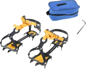 Amarine Made Anti-Slip Ice Crampons Mountaineering Cleats for Men,Women,10 Teeth Stainless Steel Snow Grips Crampons Traction Spikes for Hiking Climbing Fishing Jogging