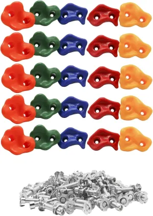 Amarine Made Climbing Holds-Rock Climbing Holds for Kids with Installation Hardware-Climbing Grips for DIY Rock Stone Wall (25-Pack)