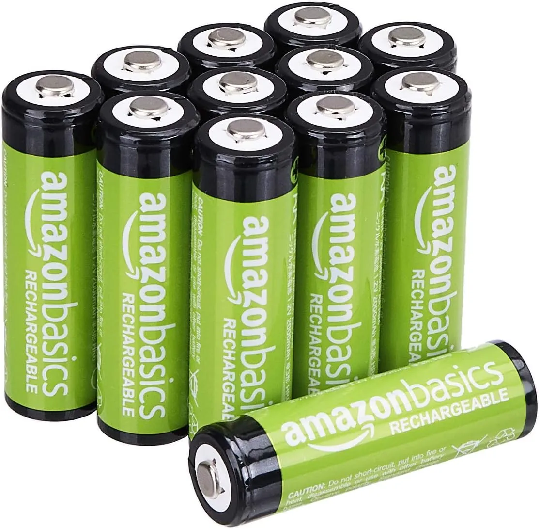 Amazon Basics Rechargeable AAA Batteries, 24-Pack, 850 mAh, NiMH High-Capacity Batteries, Recharge up to 500x Times, Pre-Charged