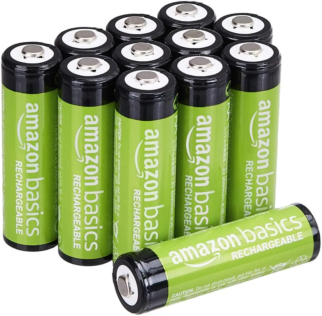 Amazon Basics Rechargeable AAA Batteries, 24-Pack, 850 mAh, NiMH High-Capacity Batteries, Recharge up to 500x Times, Pre-Charged