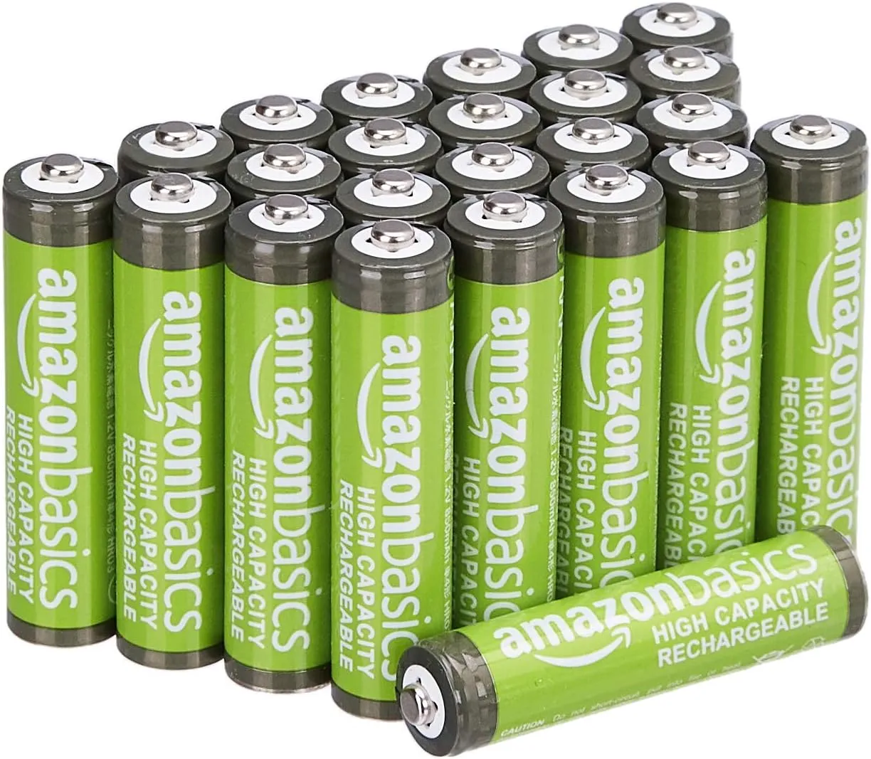 Amazon Basics Rechargeable AAA Batteries, 24-Pack, 850 mAh, NiMH High-Capacity Batteries, Recharge up to 500x Times, Pre-Charged
