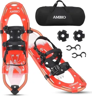 AMBIO 2 in 1 Snowshoes for Men Women Youth, Light Weight Aluminum Snow Shoes with Carrying Tote Bag