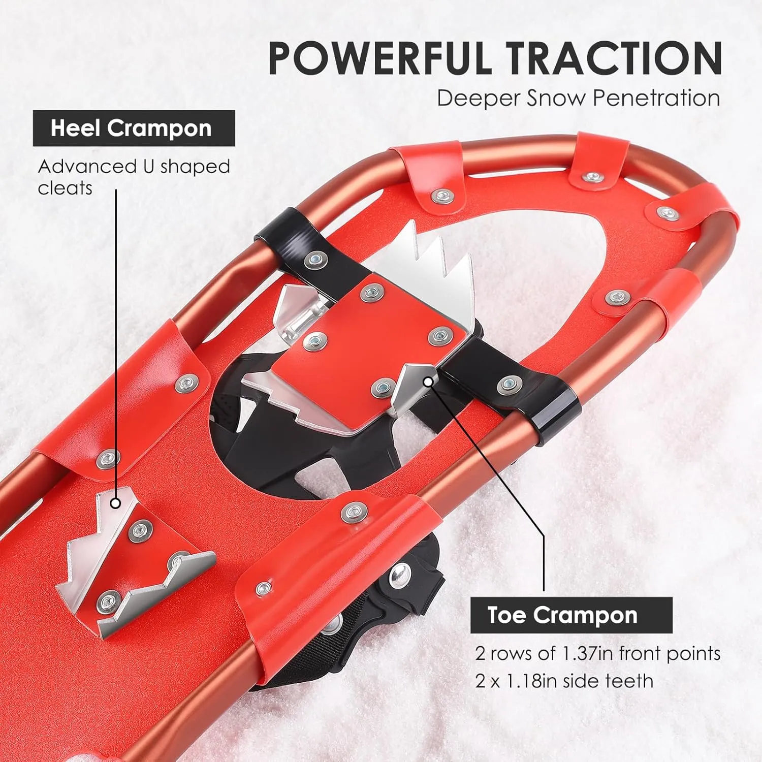 AMBIO 2 in 1 Snowshoes for Men Women Youth, Light Weight Aluminum Snow Shoes with Carrying Tote Bag