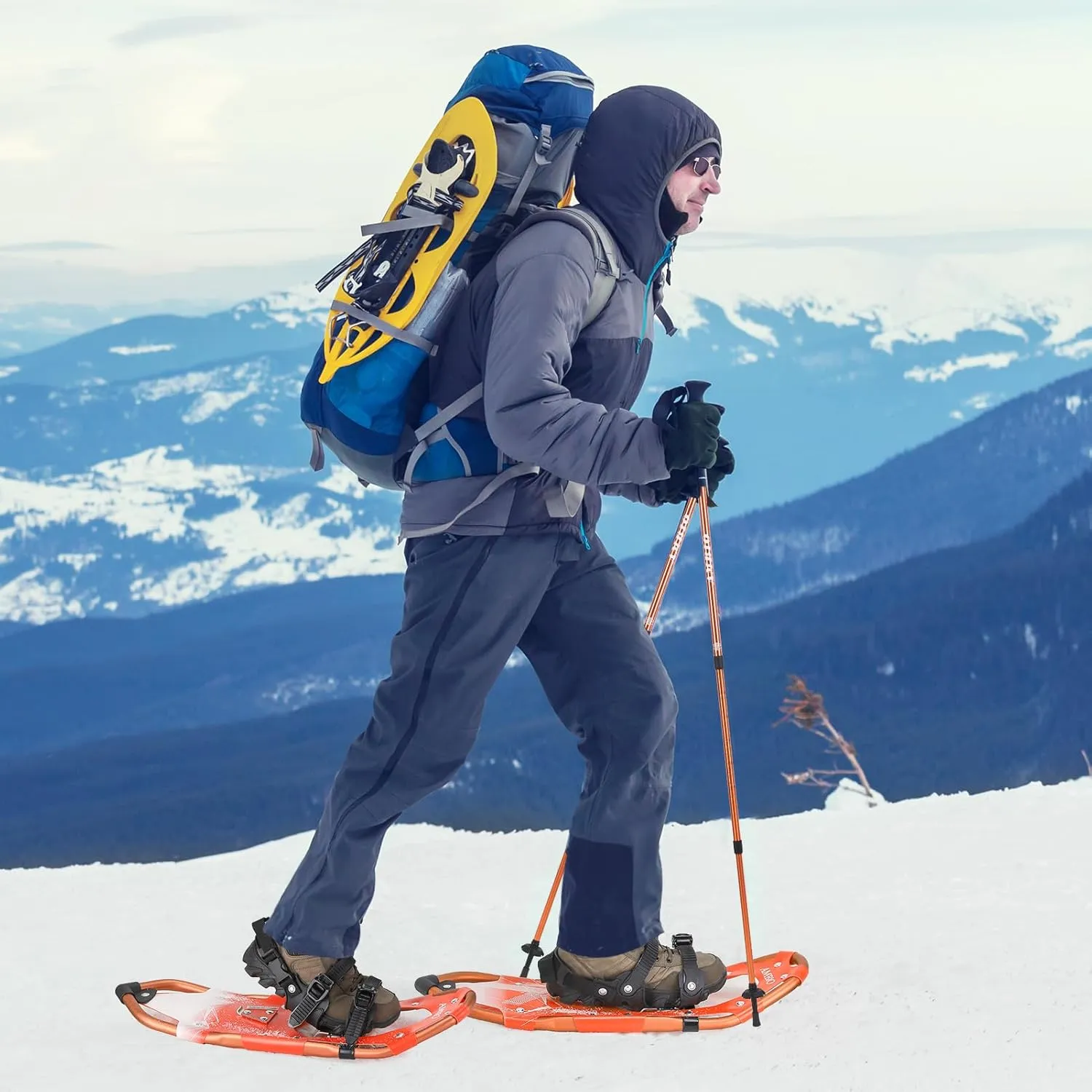 AMBIO 2 in 1 Snowshoes for Men Women Youth, Light Weight Aluminum Snow Shoes with Carrying Tote Bag