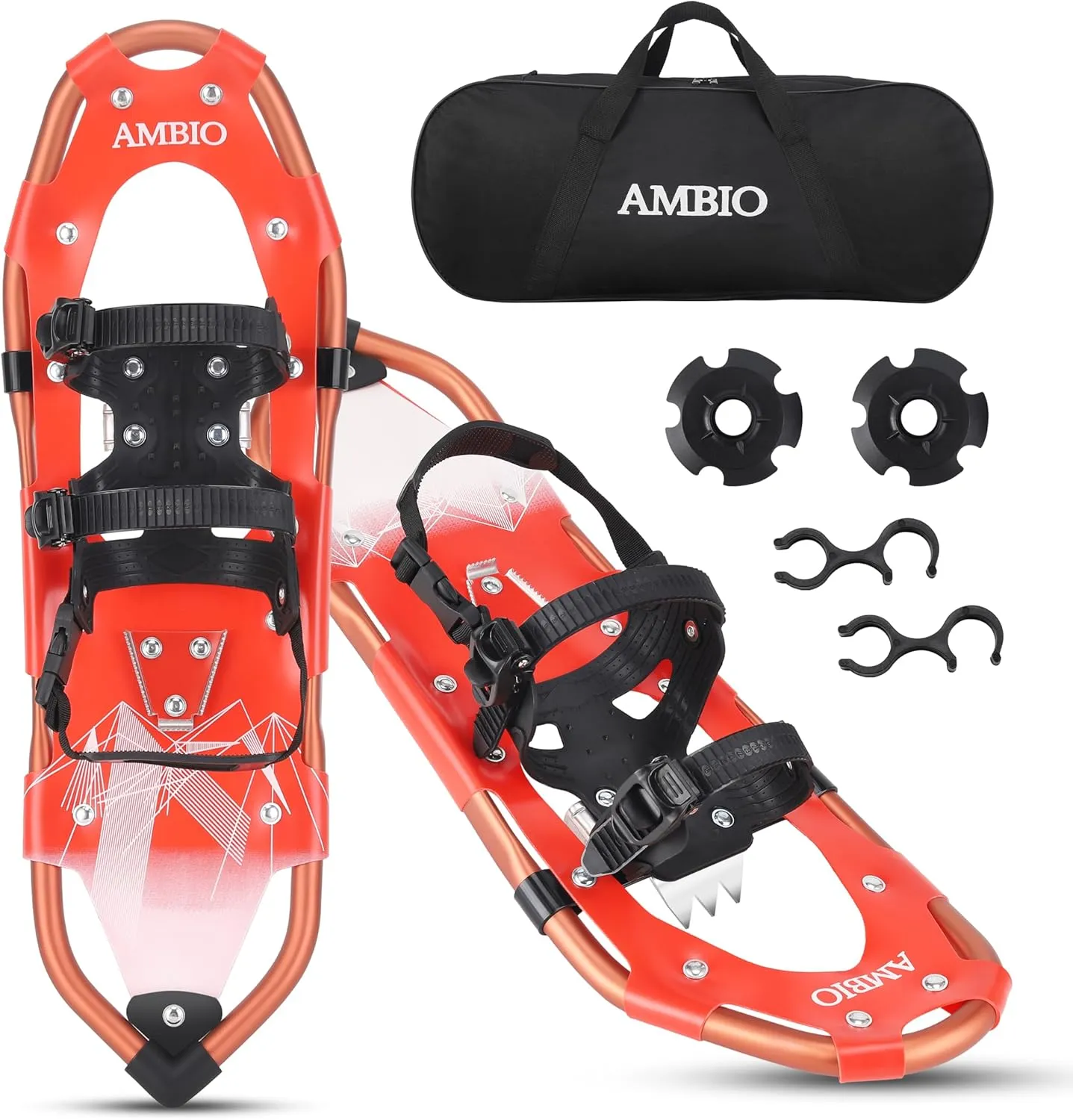 AMBIO 2 in 1 Snowshoes for Men Women Youth, Light Weight Aluminum Snow Shoes with Carrying Tote Bag