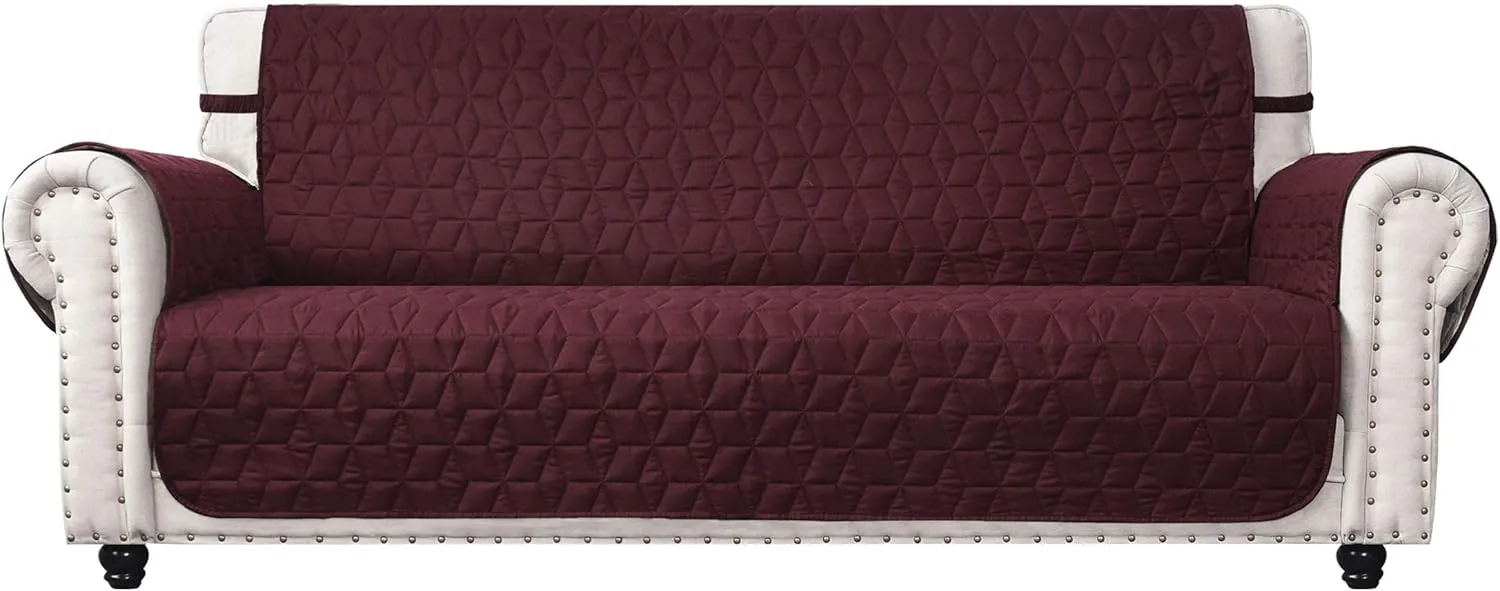 Ameritex Couch Sofa Slipcover 100% Waterproof Nonslip Quilted Furniture Protector Slipcover for Dogs, Children, Pets Sofa Slipcover Machine Washable (Burgundy, 78'')