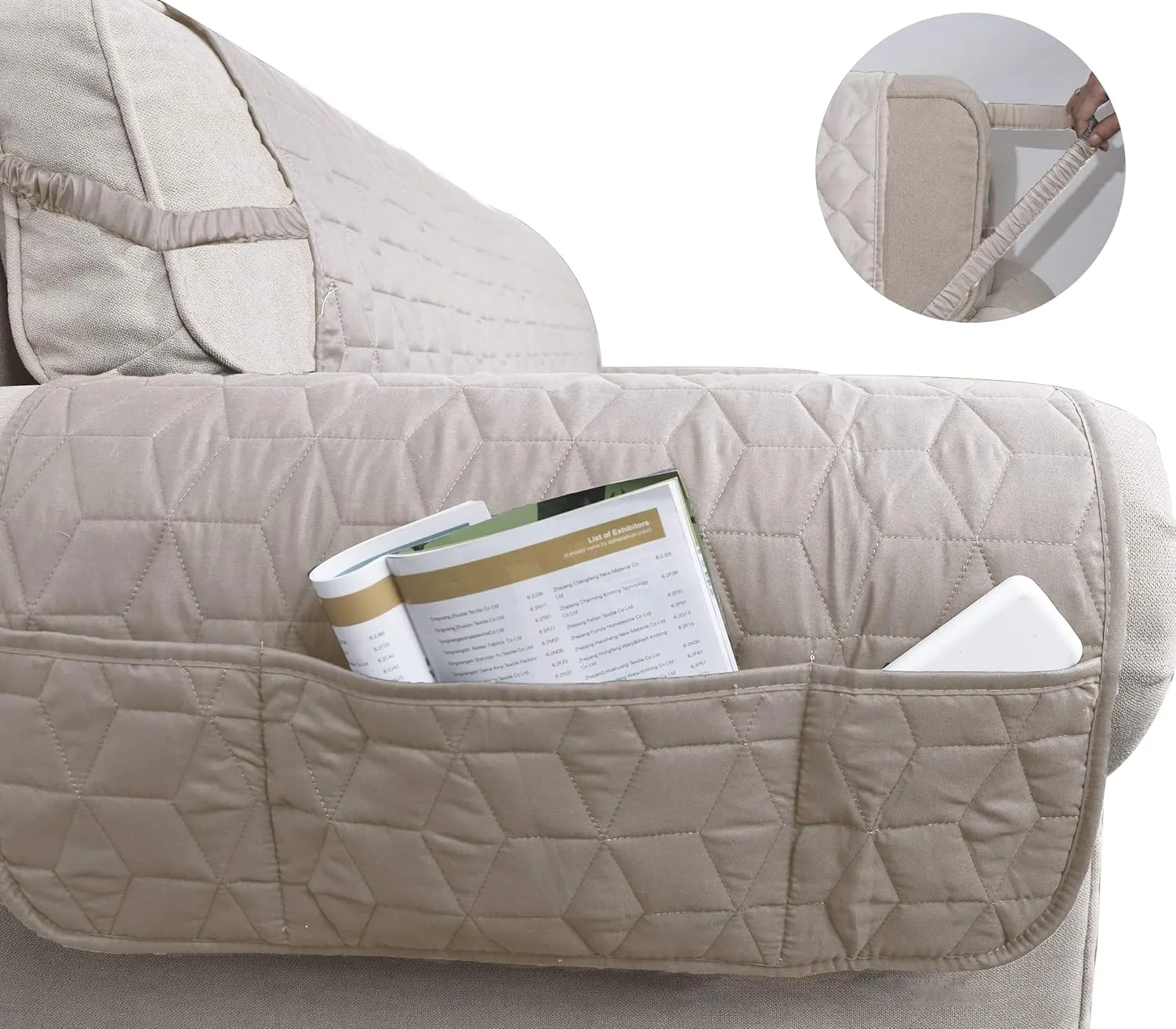 Ameritex Waterproof Nonslip Recliner Cover Christmas Decor Stay in Place, Dog Couch Recliner Cover Furniture Protector for Pets and Kids (Beige, 23'')