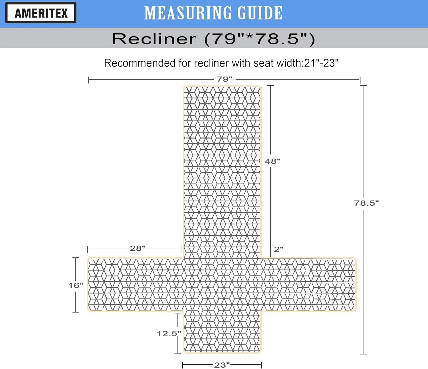 Ameritex Waterproof Nonslip Recliner Cover Christmas Decor Stay in Place, Dog Couch Recliner Cover Furniture Protector for Pets and Kids (Beige, 23'')