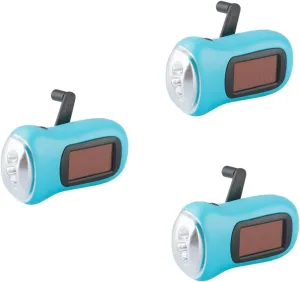 Angoily 3pcs Emergency Hand Crank Led Flashlight Portable Solar Powered Design Ergonomic Grip Compact for Outdoor Use Random Color for Emergencies and Camping