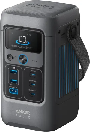 Anker SOLIX C200 DC Power Bank Station, 192Wh Portable Power Station, LiFePO4 Battery, 200W Solar Generator, for Outdoor Camping, Traveling, and Emergencies (No Wall Charger Included)