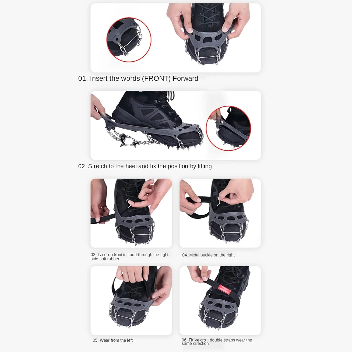 Anti-Slip Climbing Crampons 13/19 Teeth Outdoor Winter Ice Claws Snow Gripper Hiking Shoe Boot Grips Chain Spike