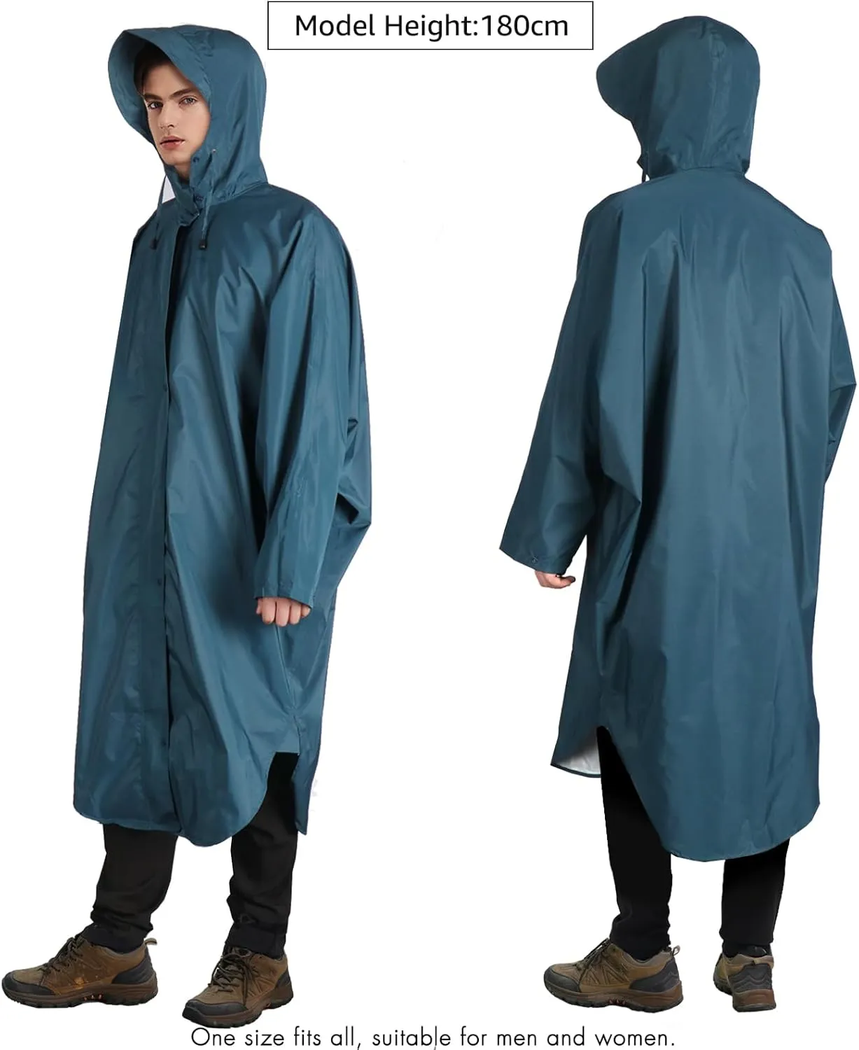 ANYOO Waterproof Rain Poncho for adults Lightweight Reusable Hiking Hooded Coat Jacket for Outdoor Activities