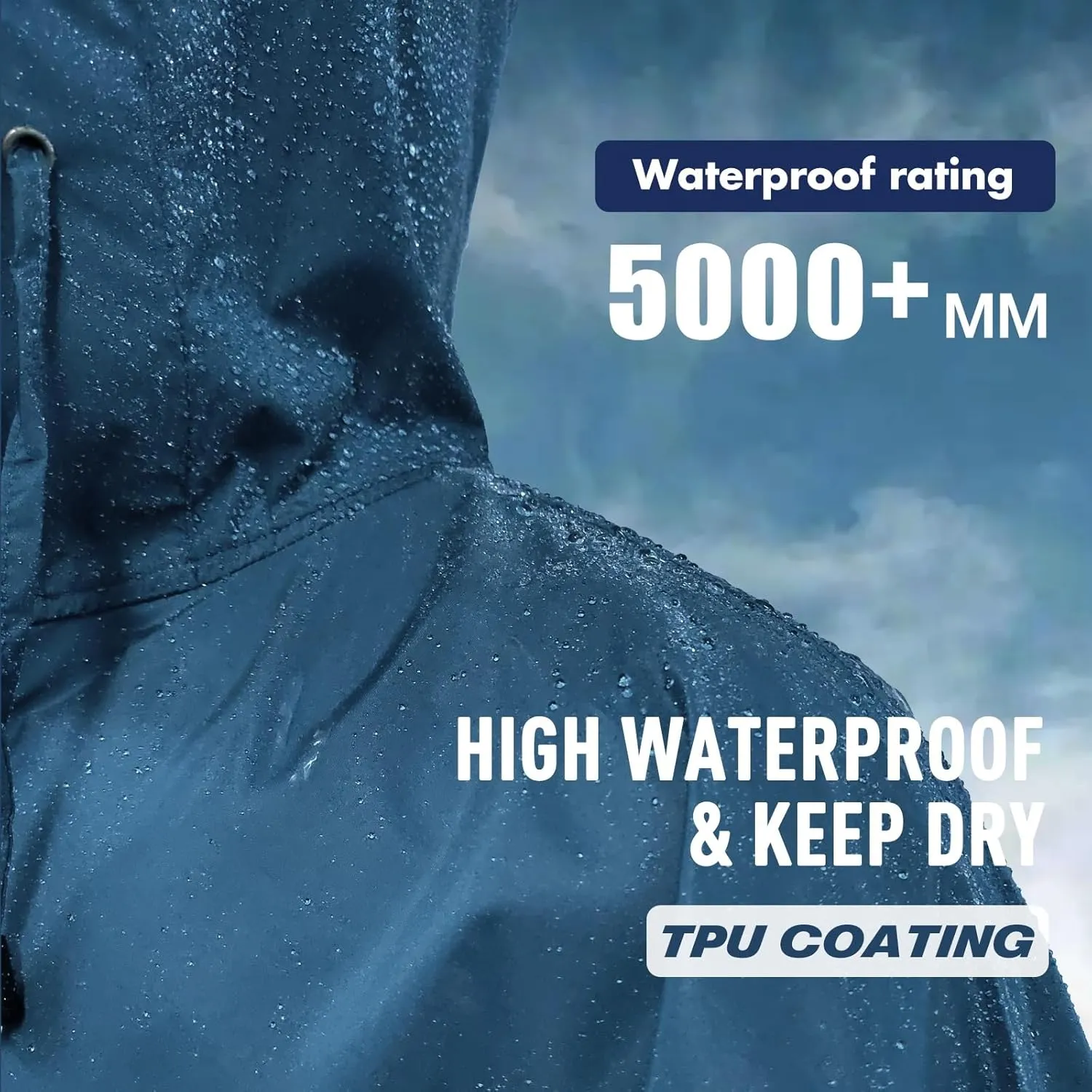 ANYOO Waterproof Rain Poncho for adults Lightweight Reusable Hiking Hooded Coat Jacket for Outdoor Activities