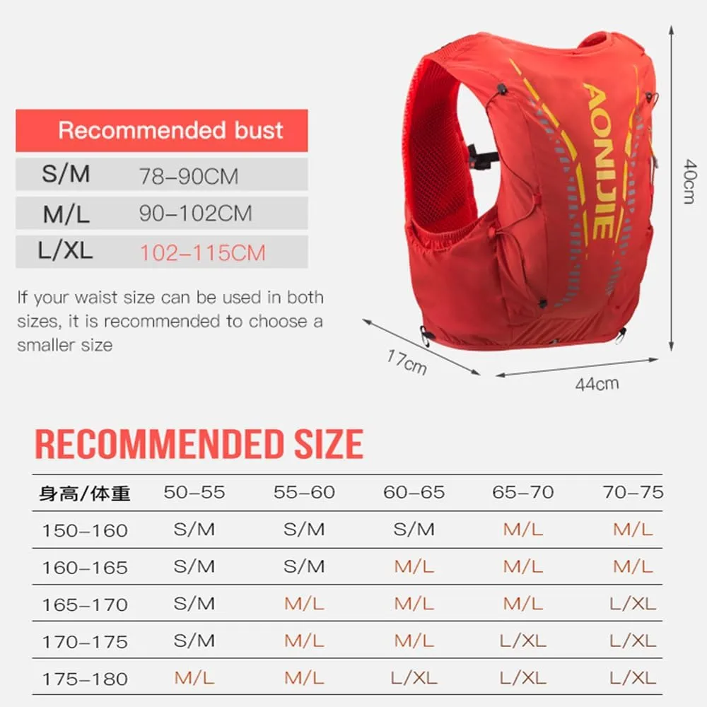 AONIJIE Running Hydration Backpack Vest 12L High Capacity Lightweight Trail Running Vest for Hiking Camping Climbing