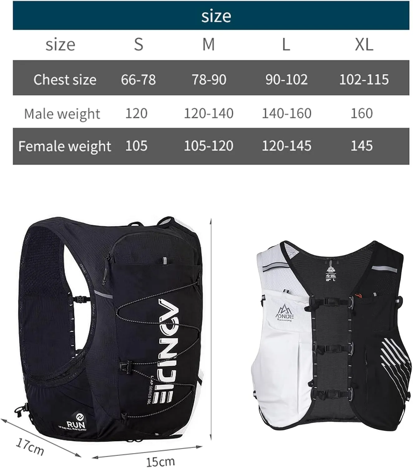AONIJIE Running Hydration Vest Backpack 10L Bag Lightweight Vest for Trail Running Race Marathon Hiking Cycling