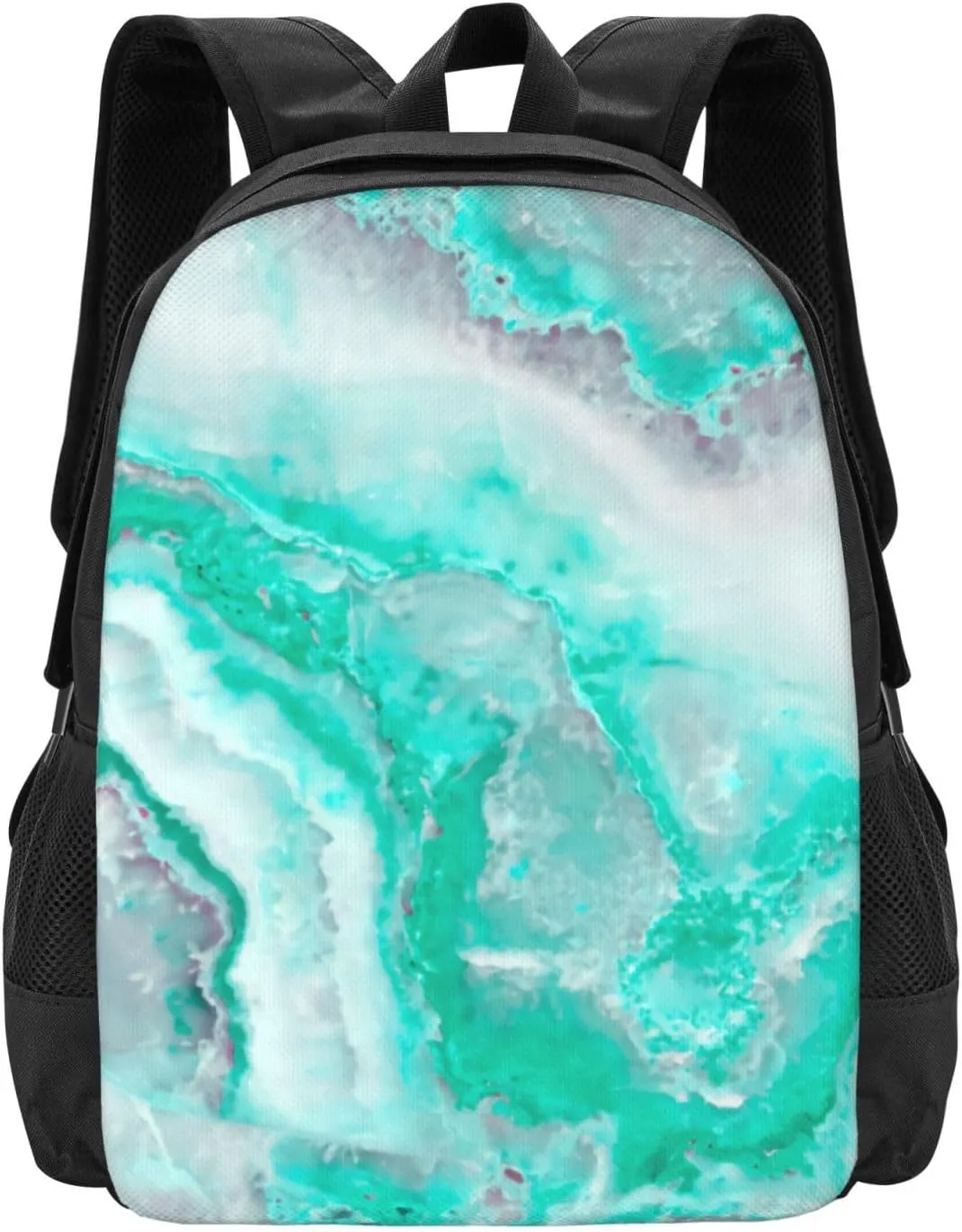 Aqua White Gemstone Agate Mineral Quartz Lightweight Packable Backpack Travel Casual Hiking Daypack Foldable Backpack For Men Women