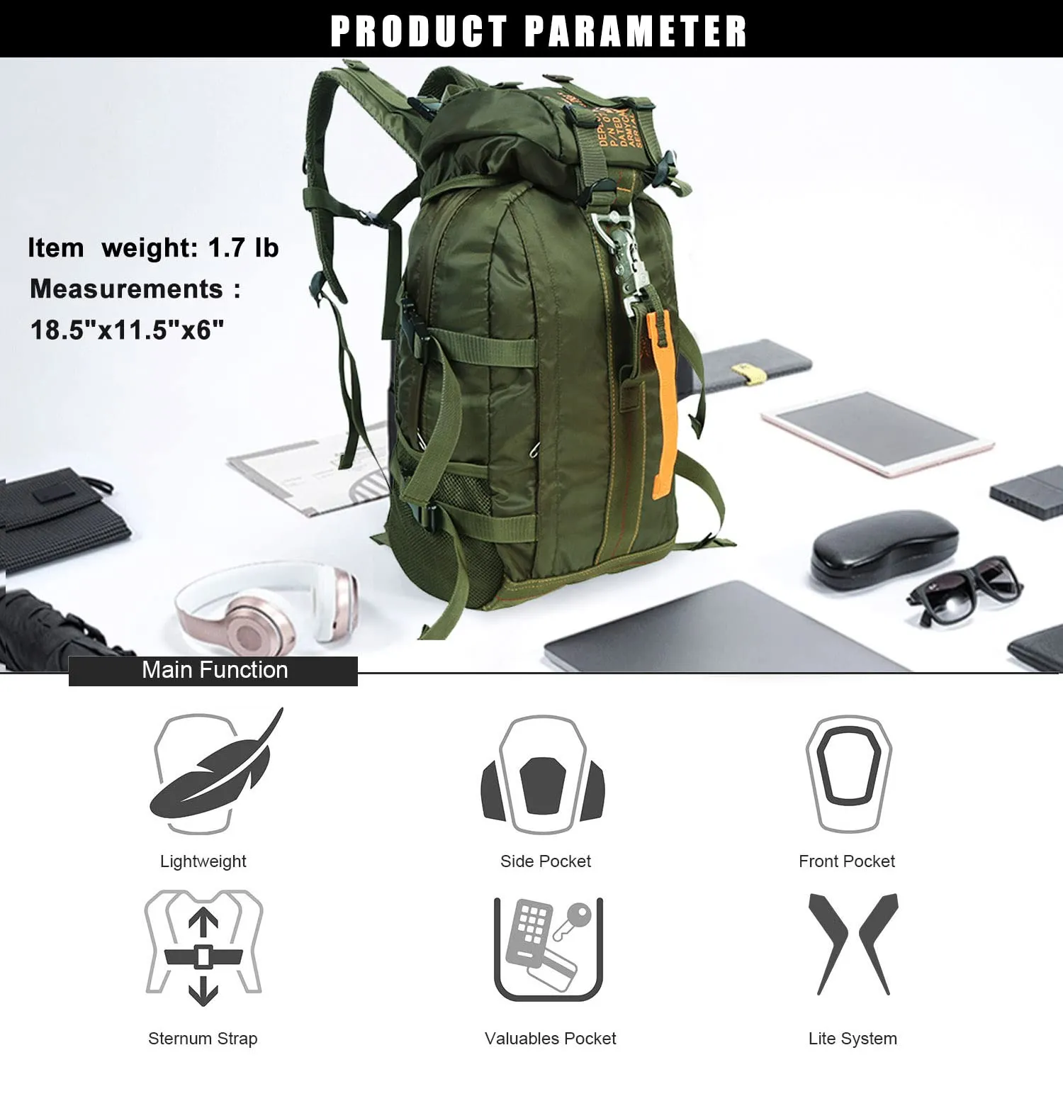ARCAMO Parachute Backpack