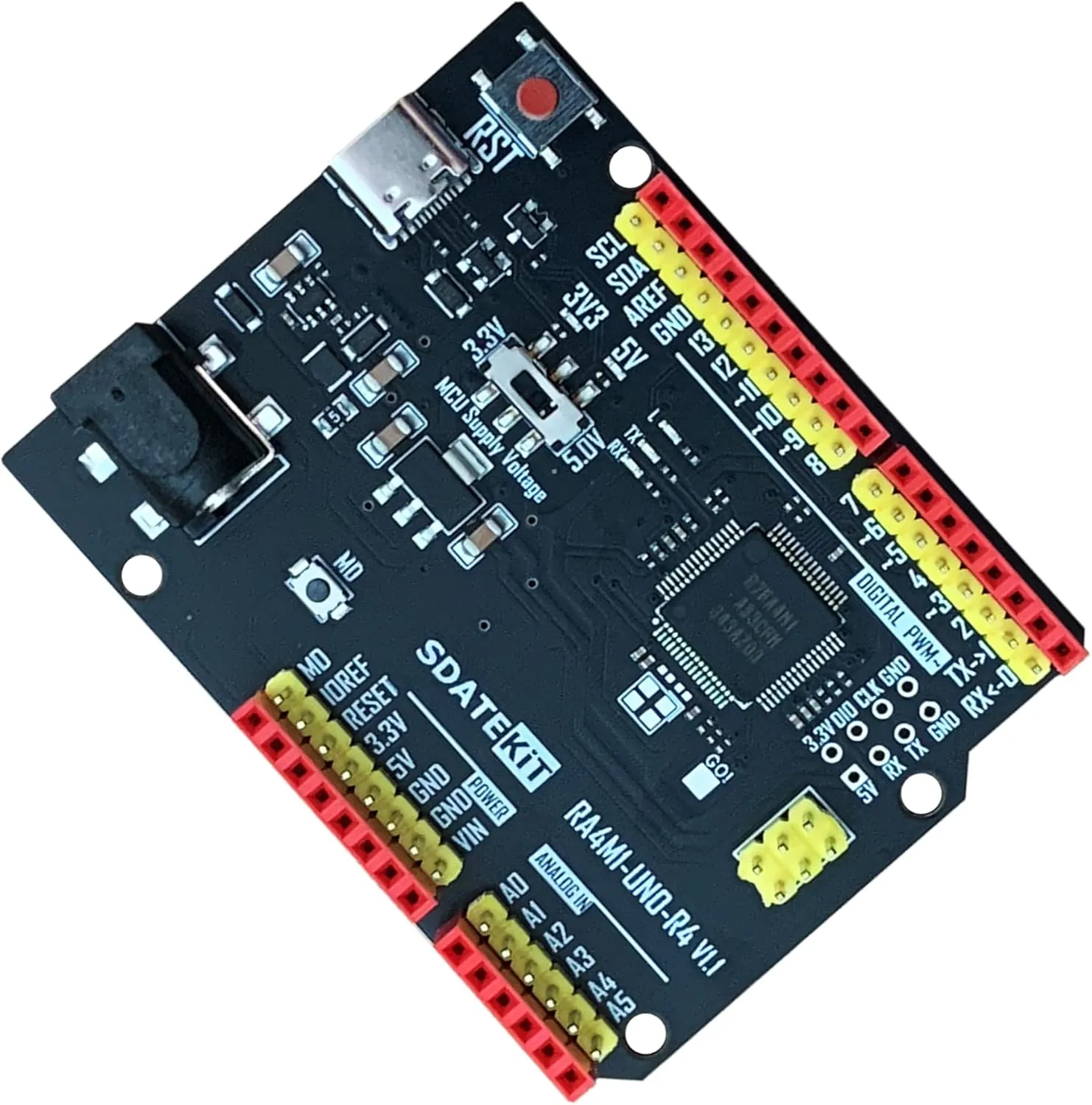 Arduino UNO R4 Minima, Renesas RA4M1, USB-C, CAN, DAC, R3-Compatible, OP AMP, SWD Connector, HID Support (Plug & Play for DIY)