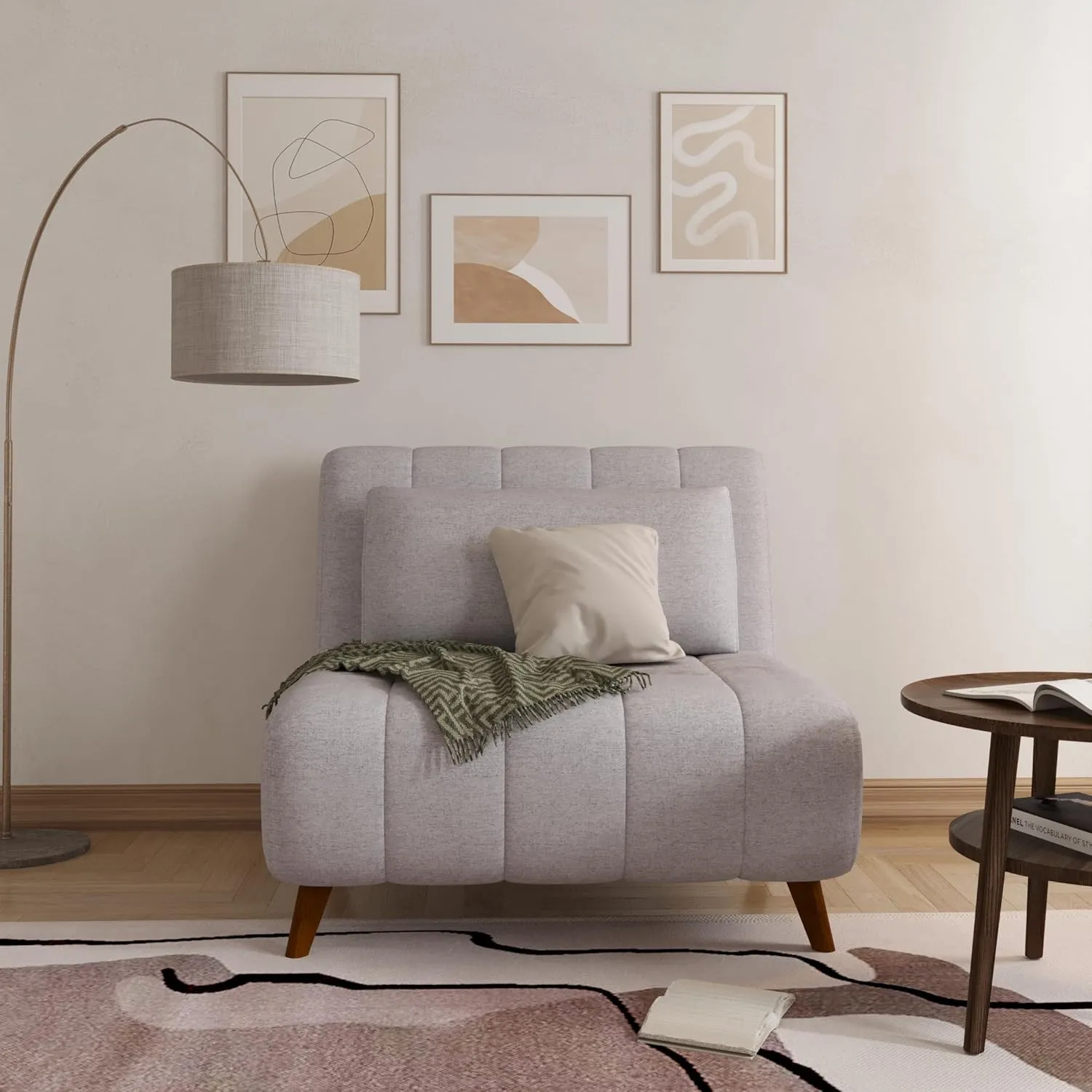 Artdeco Home 40" W Convertible Futon Chair with Matching Pillow(s) for Small Space Living Room and Apartment (Springfield, Moonlight)