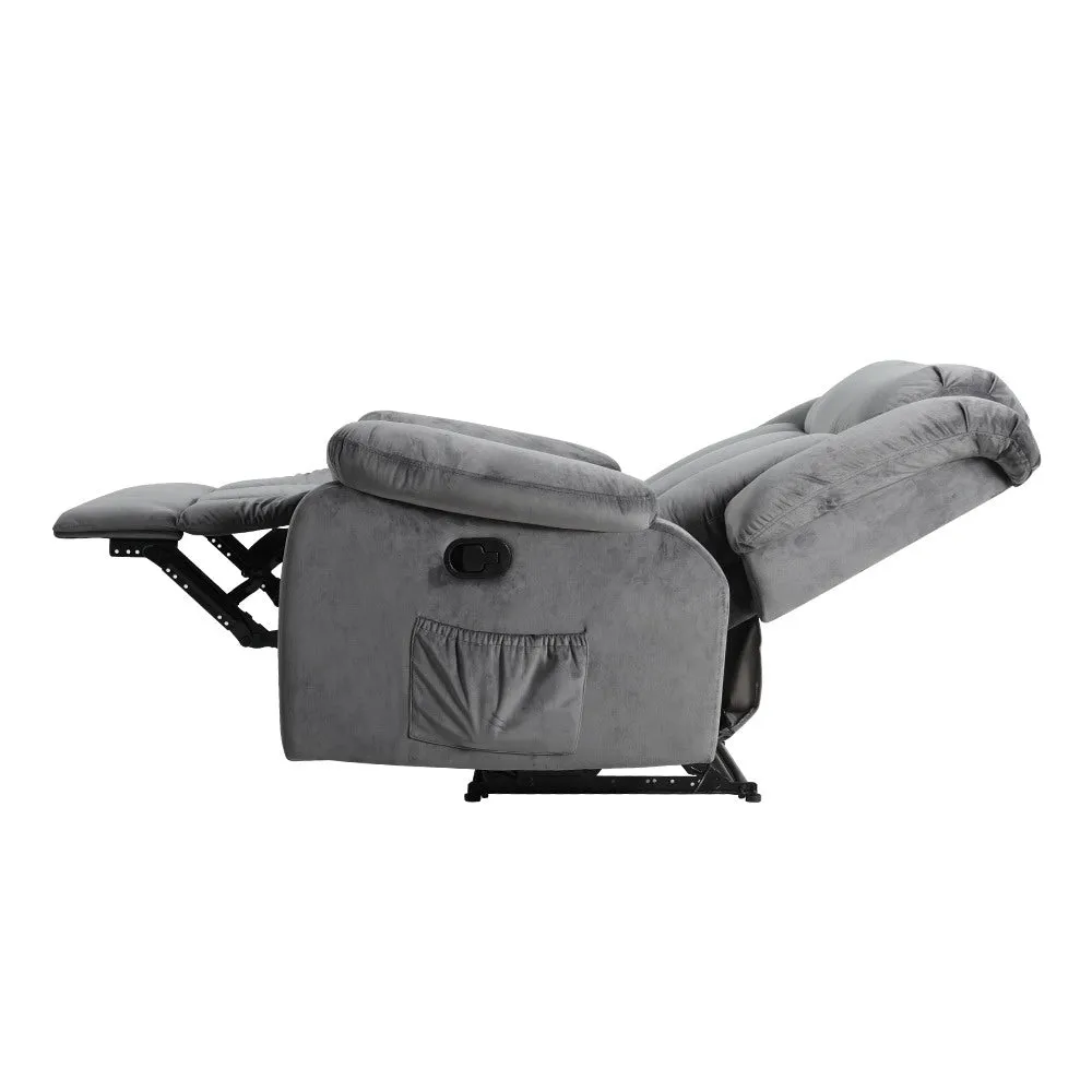 Artiss Recliner Chair Electric Massage Chair Velvet Lounge Sofa Heated Grey-QLD_Metro