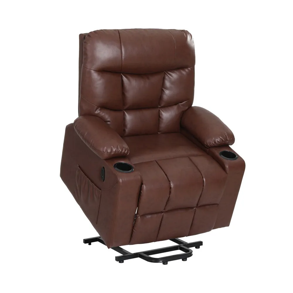 Artiss Recliner Chair Lift Assist Heated Massage Chair Leather Claude-NT_Metro